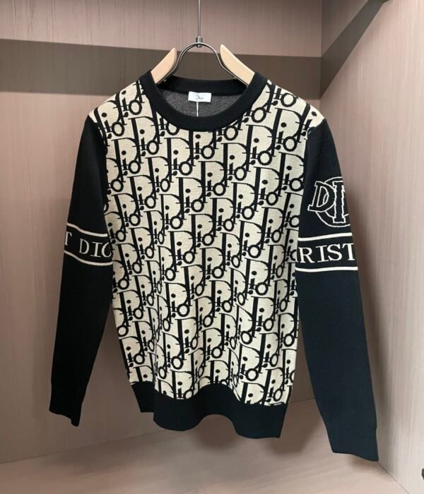 ed89c242 CD Monogram Crew Neck Jumper - Black/Cream