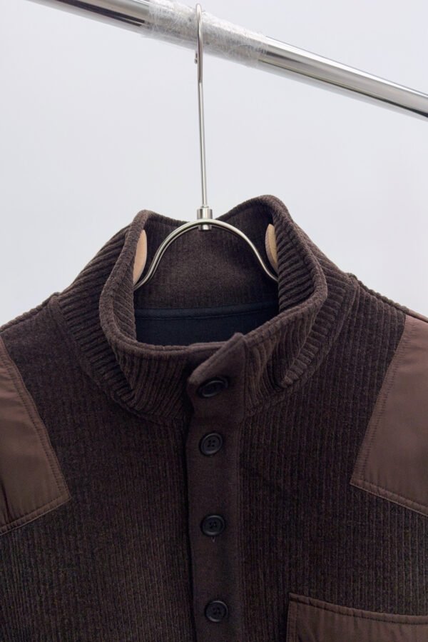 PRDA Button-Neck Jumper with Chest Pocket - Brown