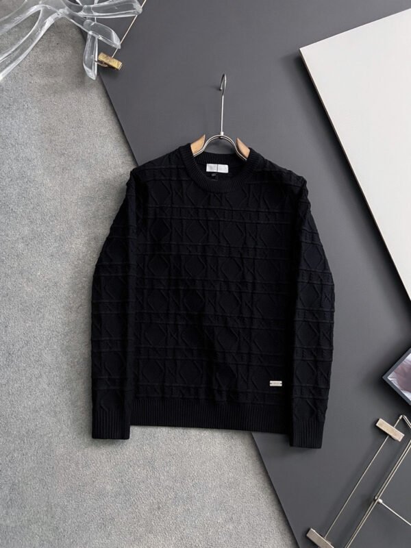 CD Textured Jacquard Crew Neck Jumper - Black