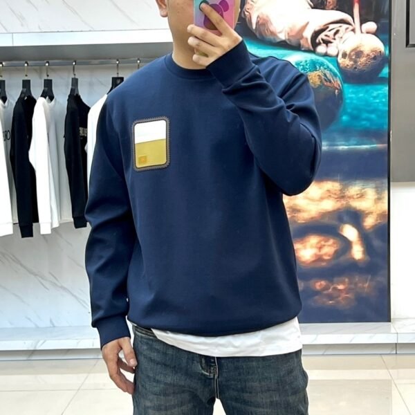 HRMS Crew Neck Jumper with Contrast Patch Detail - Navy Blue