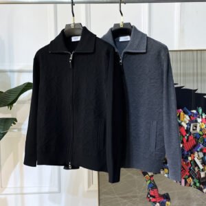 GCCI Collared Zip-Up Knit Jacket