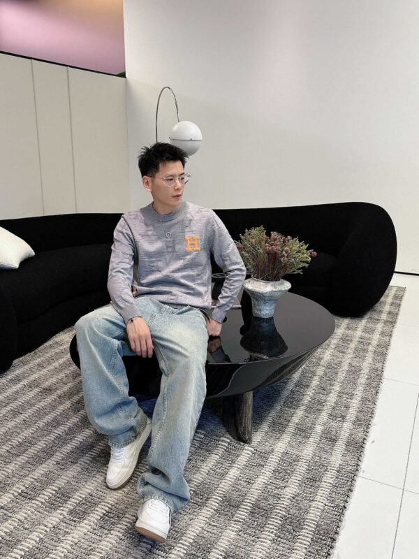 fa0be898 HRMS Monogram Crew Neck Jumper - Grey