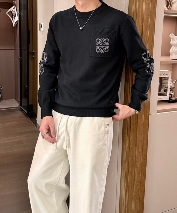 LWE Pocket Logo Crew Neck Jumper - Black