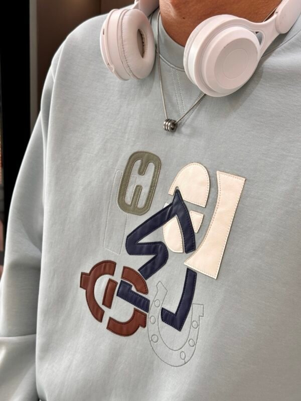 HRMS Graphic Appliqué Jumper – Mint Blue