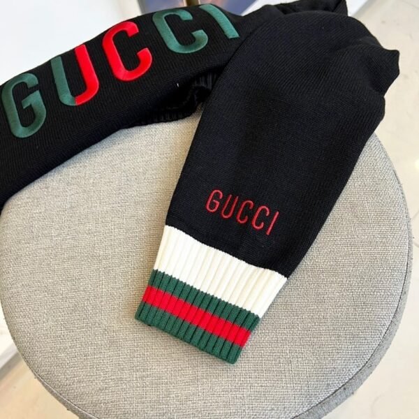 GCCI Embroidered Logo Crew Neck Jumper - Black