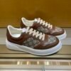 00737531 GCCI Low-Top Monogram Trainers with Contrast Panels - Dark Brown