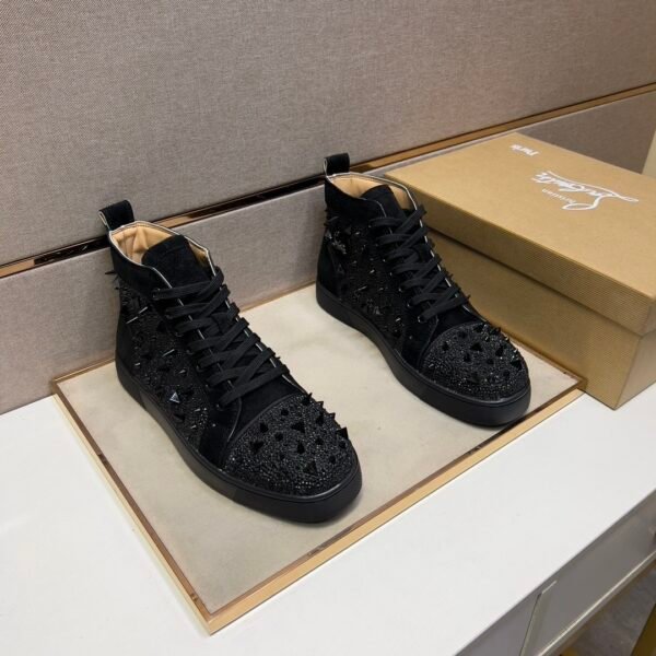 CLB High-Top Trainers in Black with Studded Toe and Side Panels