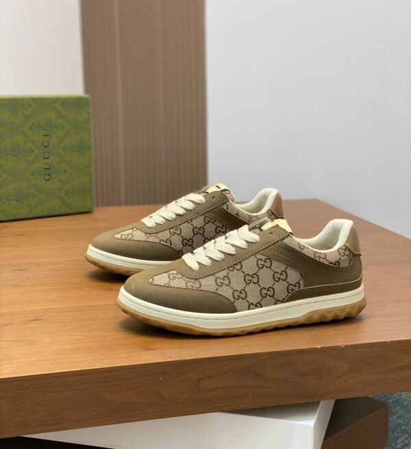 020e54da GCCI Low-Top Monogram Trainers - Olive Brown