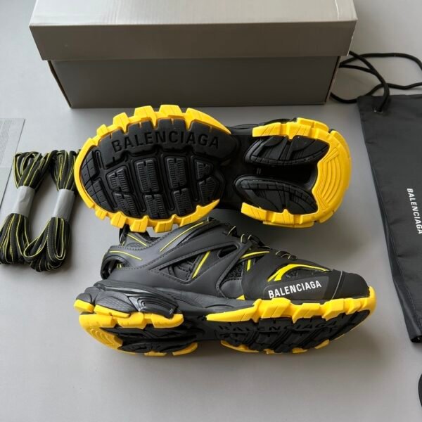 BLNCG Chunky Low-Top Trainers in Black with Yellow Contrast Accents