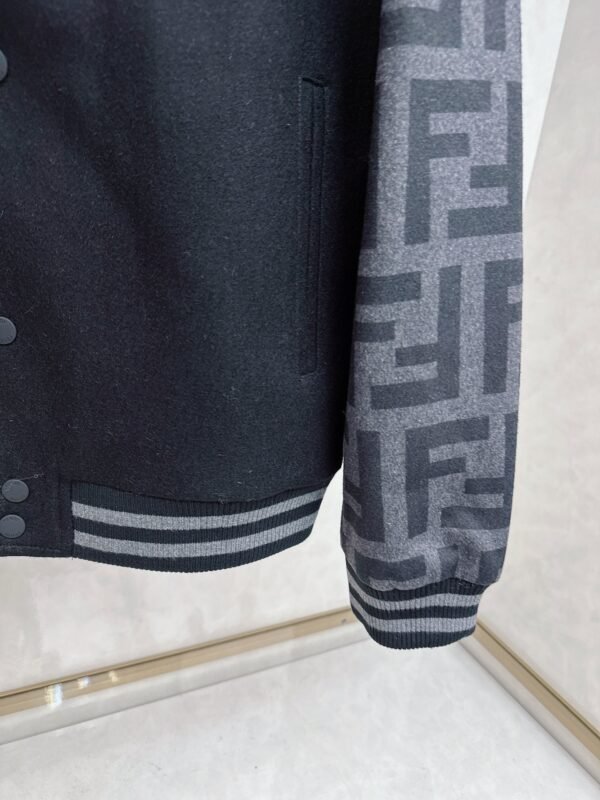 FND Contrast Sleeve Varsity Jacket - Black