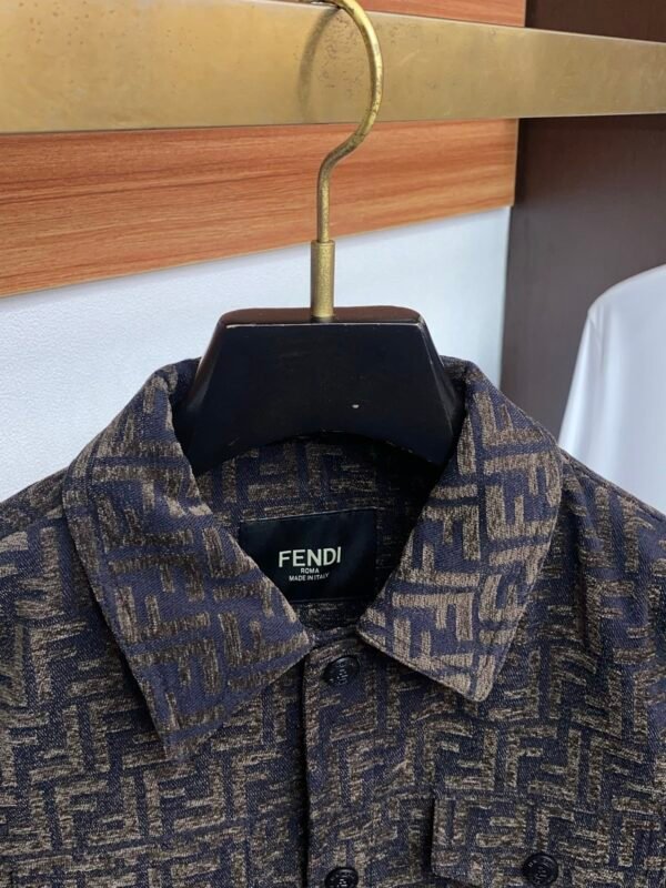 FND All-Over Pattern Button-Front Jacket - Dark Brown