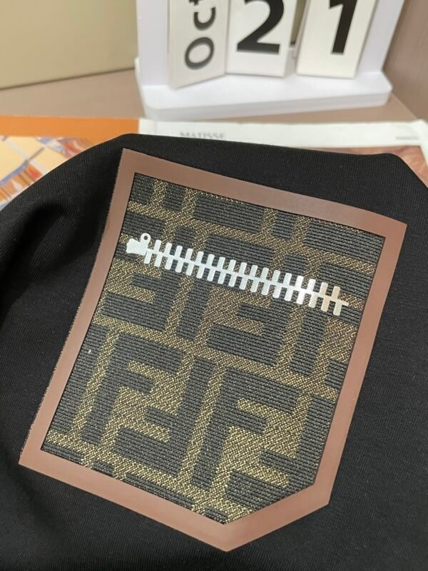 02c07e60 FND Crew Neck Jumper with Zip-Effect Pocket - Black