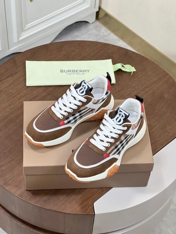 BRBY Low-Top Trainers with Check Side Panels - Brown