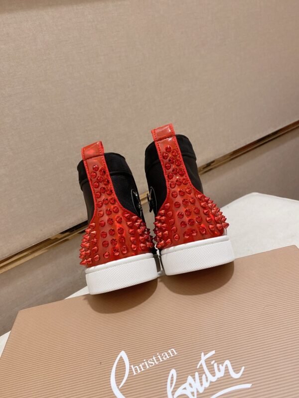 CLB High-Top Trainers with Studded Toe and Red Heel Accent - Black