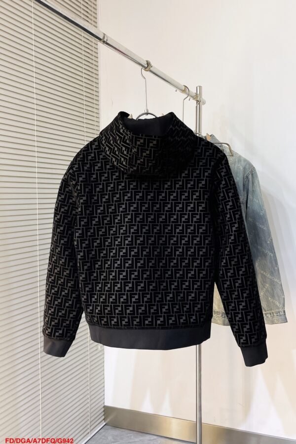 FND All-Over Monogram Zip-Up Hoodie - Black