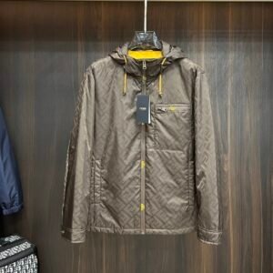 04f2cd24 FND All-Over Monogram Hooded Zip-Up Jacket - Brown