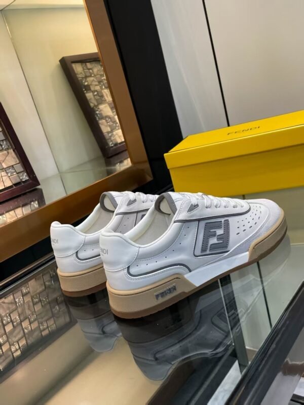 051223a8 FND Low-Top Trainers with Logo Panel - White / Light Grey