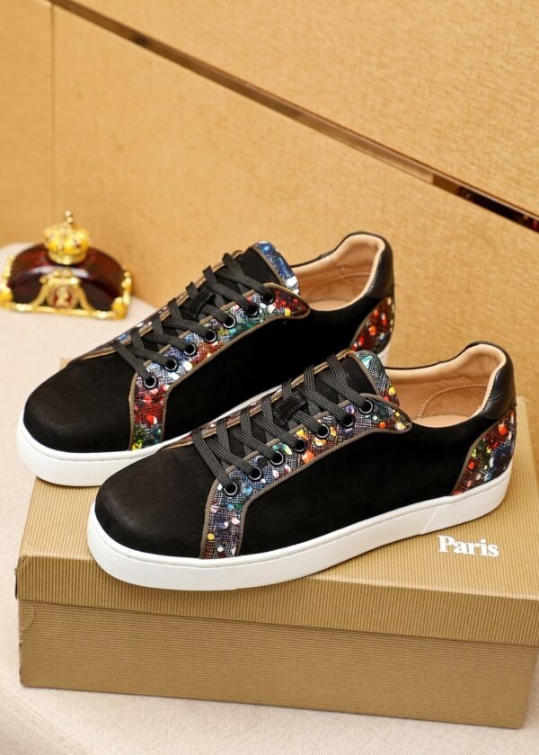 057dff5f CLB Trainers with Multicolour Patterned Side Trim - Black