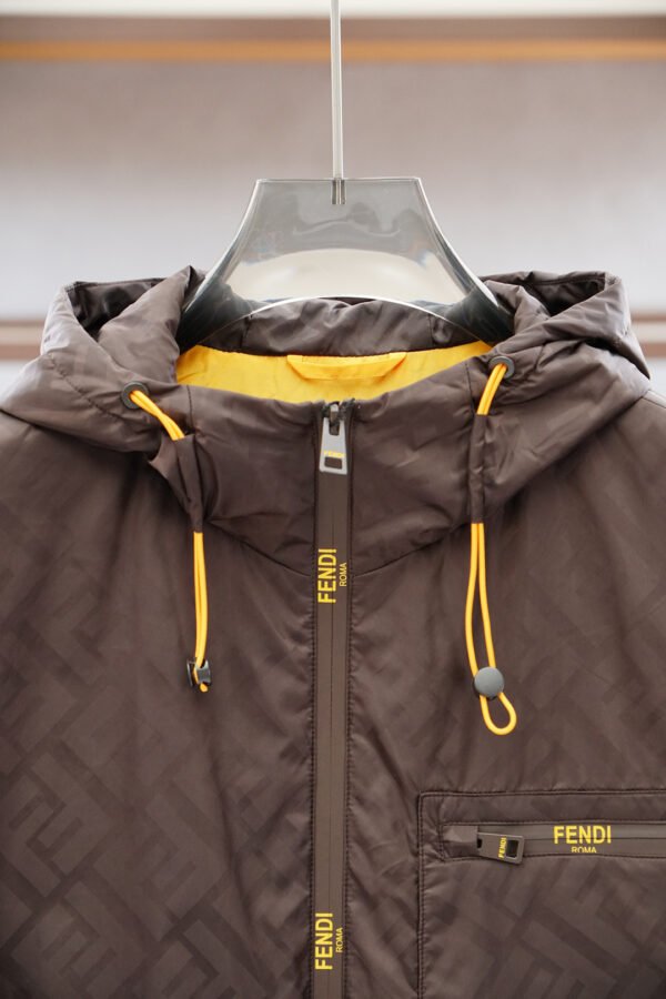 FND All-Over Monogram Hooded Zip-Up Jacket - Chocolate Brown