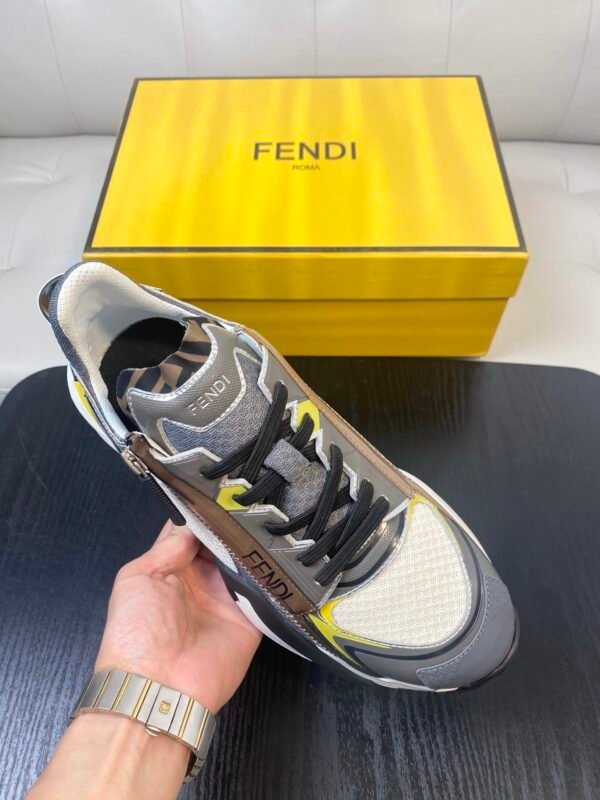 0664574e FND Chunky Trainers with Contrast Panels - Grey/Yellow