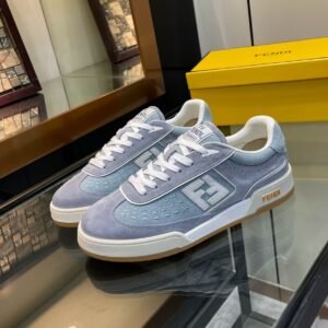 FND Low-Top Trainers with Logo Panel - Soft Grey/Light Blue