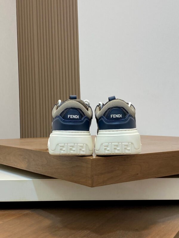 FND Low-Top Trainers with Subtle Brown Accents - Navy/White