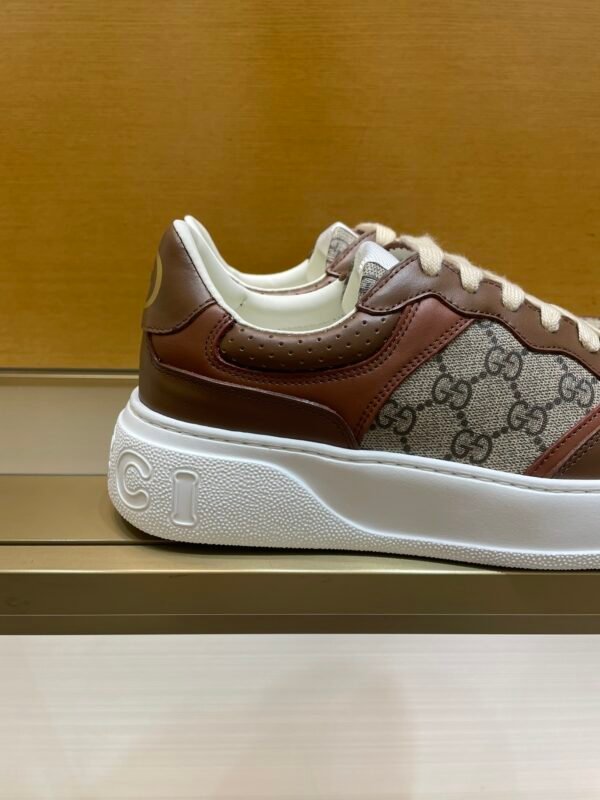 07eba044 GCCI Low-Top Monogram Trainers with Contrast Panels - Dark Brown
