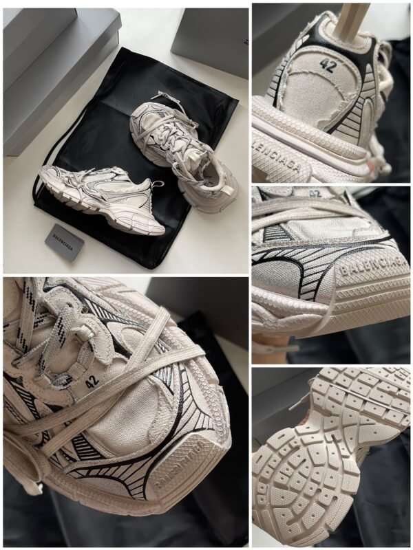 BLNCG Chunky Trainers with Black Graphic Line Details - Cream