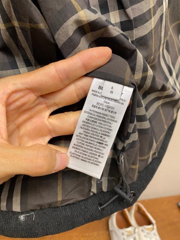 BRBY Hooded Puffer Jacket with Check Lining - Black