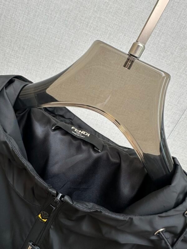 FND Hooded Zip-Up Jacket with Mesh Pocket Detail - Black