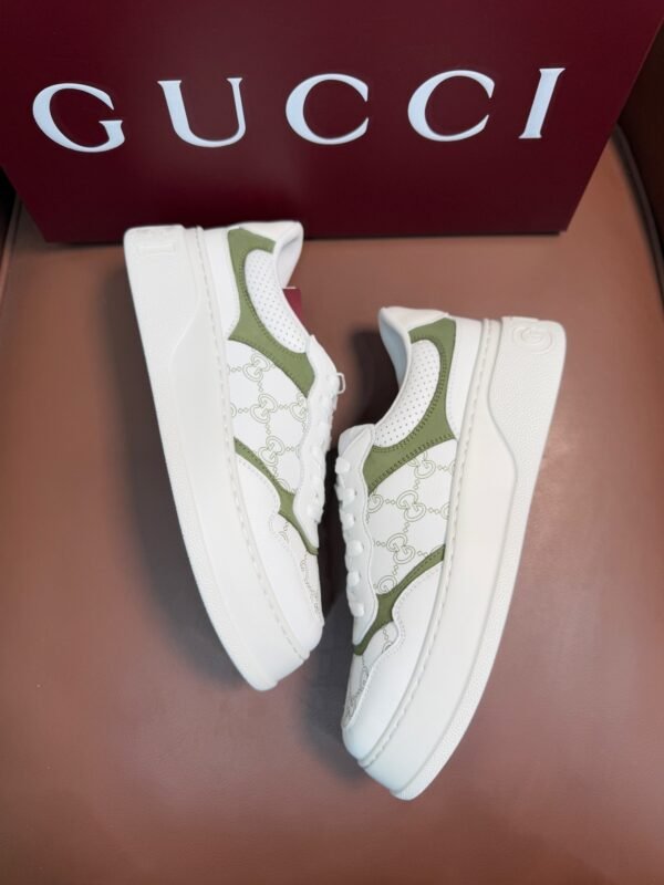 GCCI Trainers with Olive Contrast Panels and Monogram Pattern