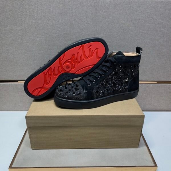 CLB High-Top Trainers in Black with Studded Toe and Side Panels