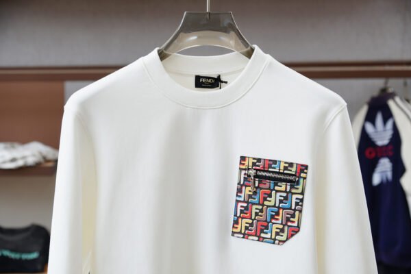 FND Crew Neck Jumper with Contrast Zip Pocket Detail