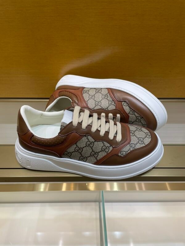 0c9f1a69 GCCI Low-Top Monogram Trainers with Contrast Panels - Dark Brown