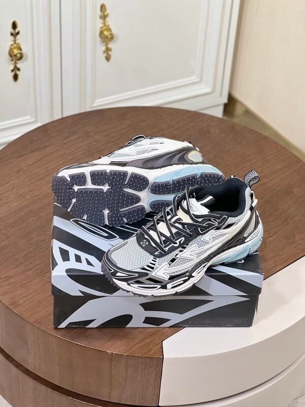 OFFW Mesh Trainers with Graphic Panel Details - Black/White