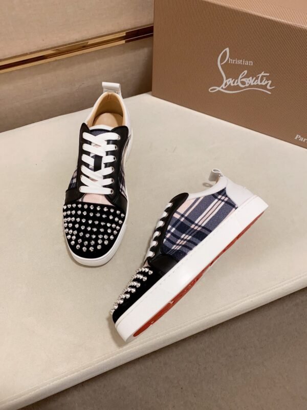 0e9c13bb CLB Trainers with Studded Toe and Check Side Panels - Black