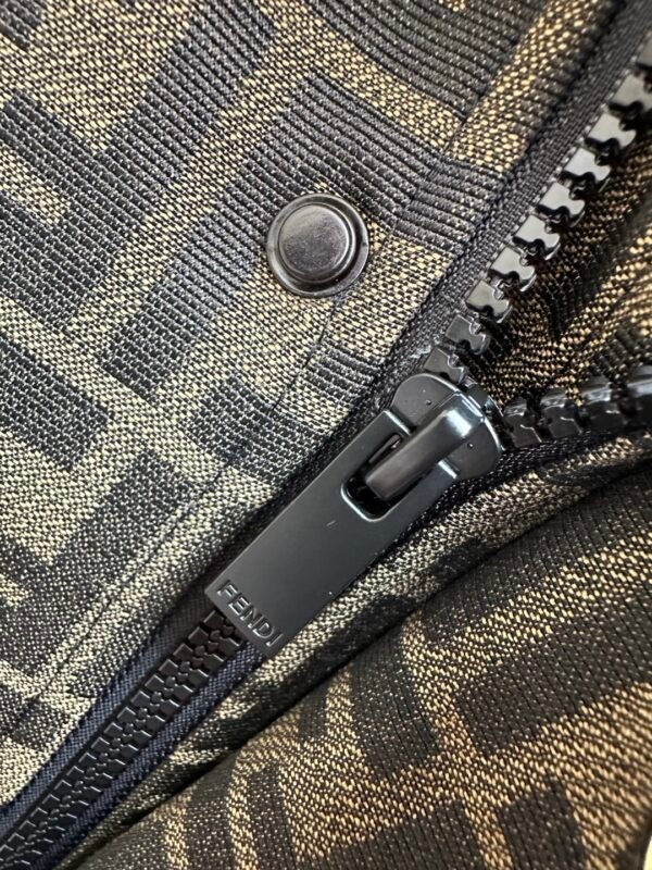 FND All-Over Pattern Zip-Up Jacket - Dark Brown