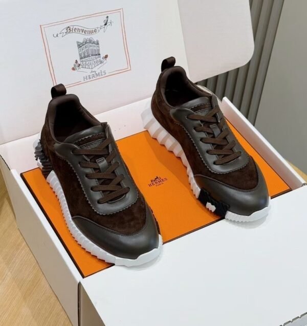 HRMS Leather & Suede Trainers – Brown with Black Accents