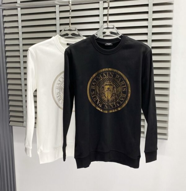 BLMN Paris Gold Logo-Print Long-Sleeve Tee Jumper