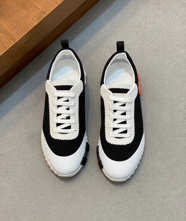 HRMS Mesh Low-Top Trainers – Black & White with Orange Detail