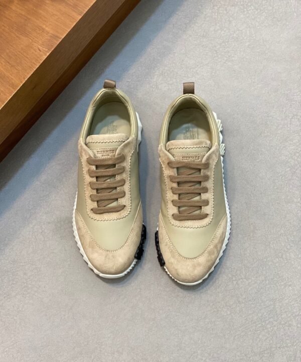 HRMS Suede & Leather Low-Top Trainers – Sand Beige