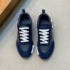 HRMS Circuit Board Pattern Suede & Leather Trainers – Navy Blue