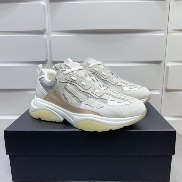 AMR Mesh & Suede Bone Runner Trainers – Alabaster