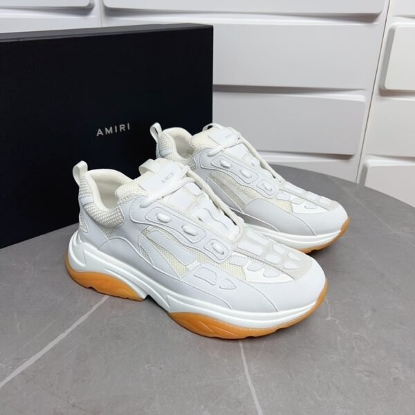 1 AMR Mesh & Suede Gum Sole Bone Runner Trainers – Off-White