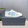 AMR Skel Leather Trainers – White with Baby Blue Accents