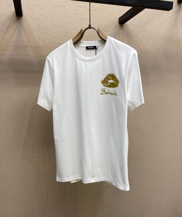 BLMN Gold Logo Kiss Print T-Shirt - White