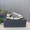 AMR Skel Leather Trainers – White with Leopard Print Textile Panels
