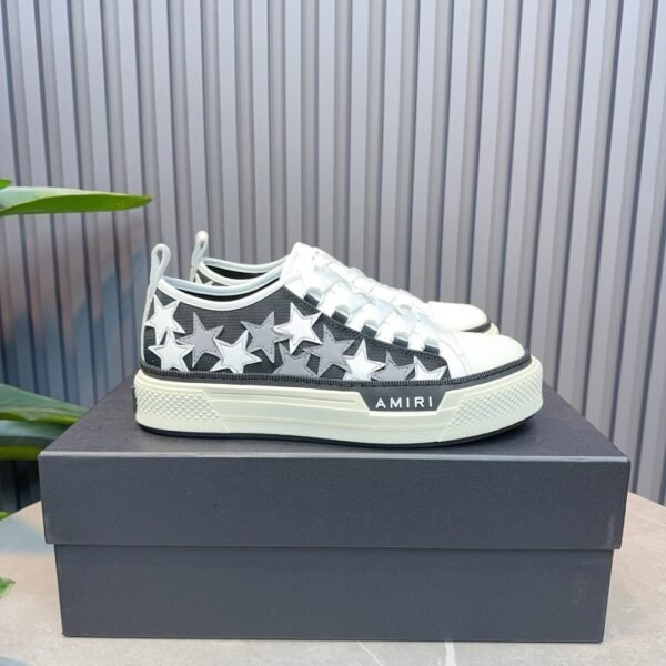 AMR Stars Court Low Mesh & Leather Trainers - Black & White