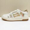 1 AMR Skel Leather Trainers – White with Holographic Brown Accents