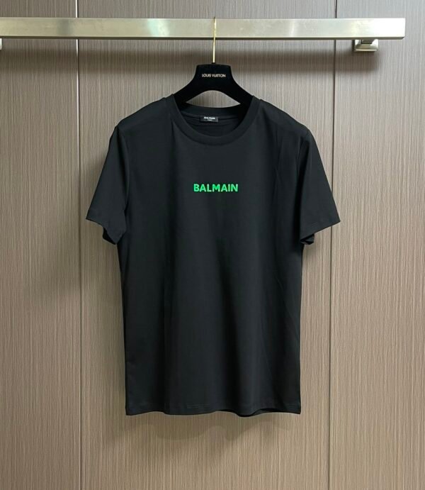 BLMN Bright Green Logo-Print Crewneck T-Shirt - Black